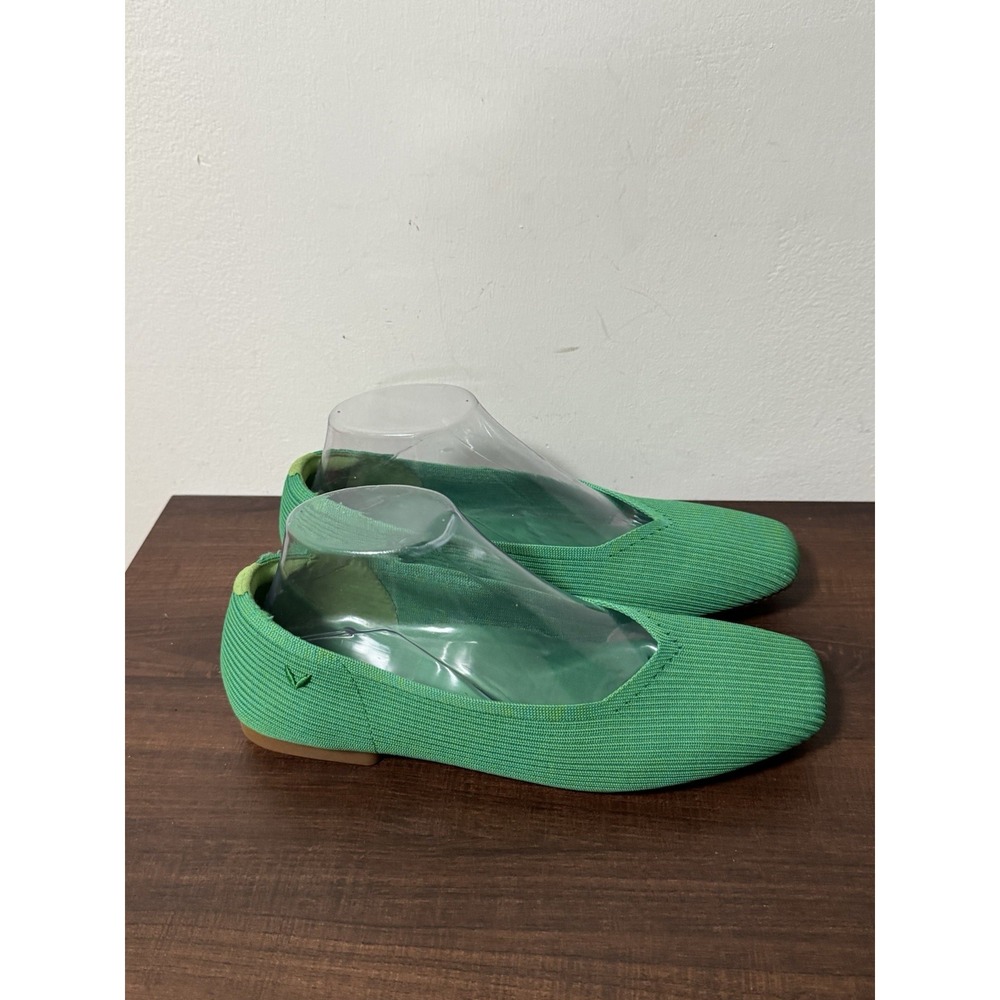 Vivaia Margot 2.0 Square Toe V Cut Washable Knit Ballet Flats Green 40 US 9